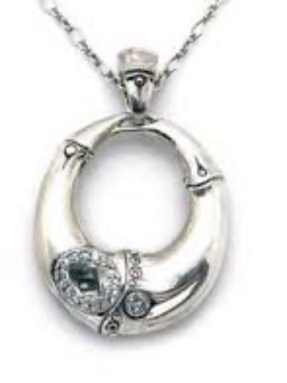 John Hardy Sterling &  Blue Topaz Bamboo Pendant + Chain